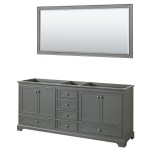 80 Inch Double Bathroom Vanity in Dark Gray, No Countertop, No Sinks, 70 Inch Mirror