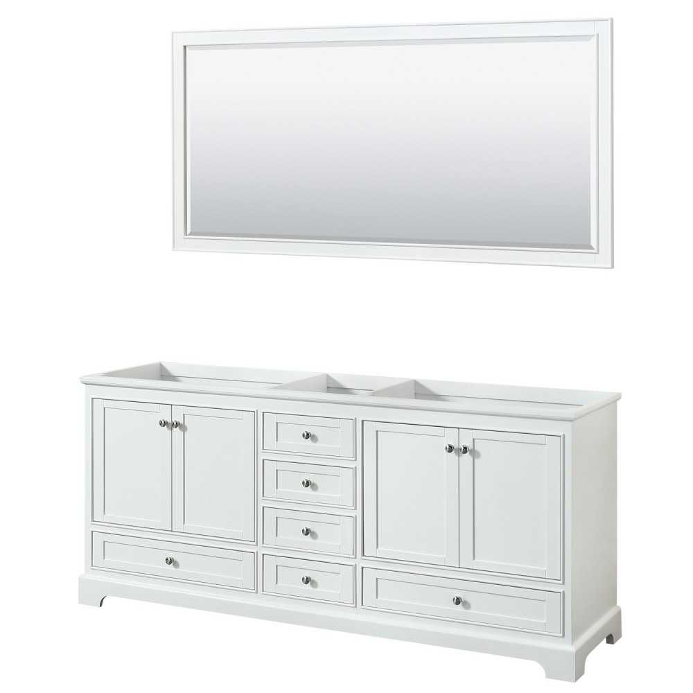80 Inch Double Bathroom Vanity in White, No Countertop, No Sinks, 70 Inch Mirror 80 Inch Double Bathroom Vanity in White, No Countertop, No Sinks, 70 Inch Mirror