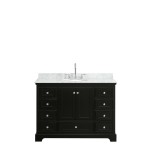 48 Inch Single Bathroom Vanity in Dark Espresso, White Carrara Marble Countertop, Oval Sink, No Mirror