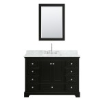 48 Inch Single Bathroom Vanity in Dark Espresso, White Carrara Marble Countertop, Sink, Medicine Cabinet