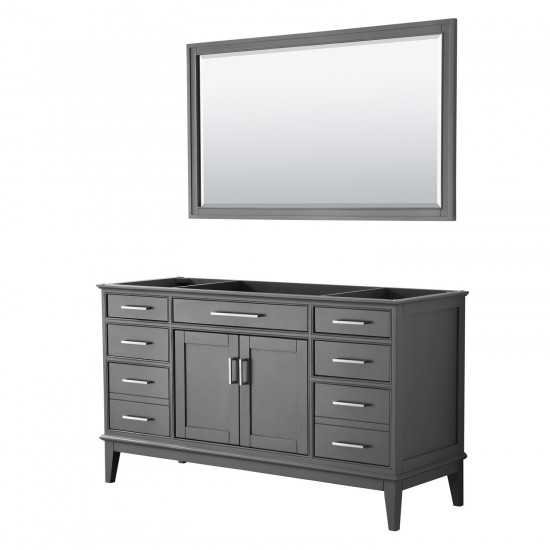 60 Inch Single Bathroom Vanity in Dark Gray, No Countertop, No Sink, 56 Inch Mirror