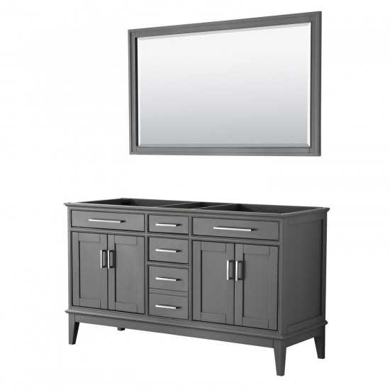 60 Inch Double Bathroom Vanity in Dark Gray, No Countertop, No Sink, 56 Inch Mirror