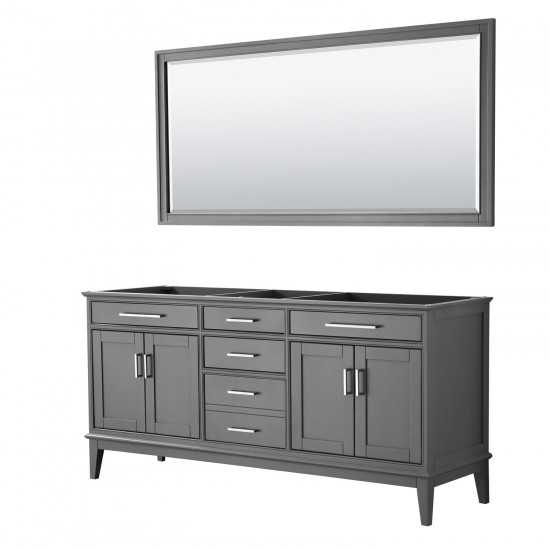 72 Inch Double Bathroom Vanity in Dark Gray, No Countertop, No Sink, 70 Inch Mirror