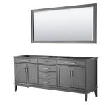 80 Inch Double Bathroom Vanity in Dark Gray, No Countertop, No Sink, 70 Inch Mirror