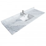 60 Inch Single Bathroom Vanity in Dark Gray, White Carrara Marble Countertop, Sink, 56 Inch Mirror