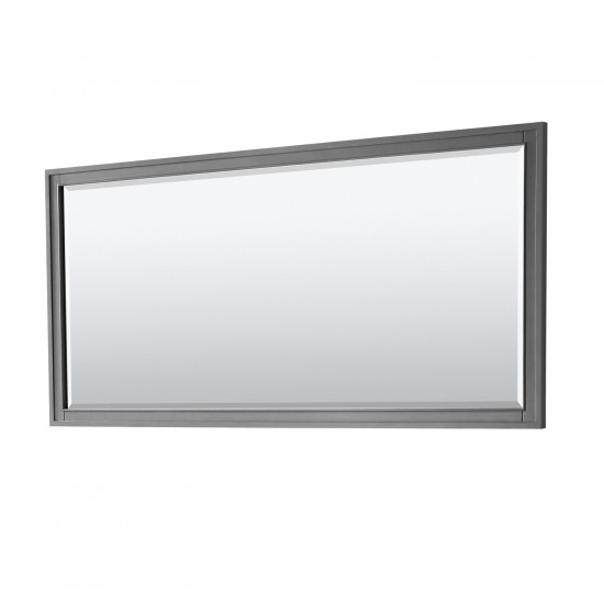 72 Inch Double Bathroom Vanity in Dark Gray, White Carrara Marble Countertop, Oval Sinks, 70 Inch Mirror
