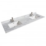 72 Inch Double Bathroom Vanity in Dark Gray, White Carrara Marble Countertop, Sinks, 70 Inch Mirror