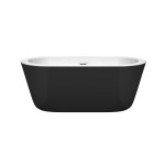 60 Inch Freestanding Bathtub in Black, White Interior, Chrome Drain, Trim