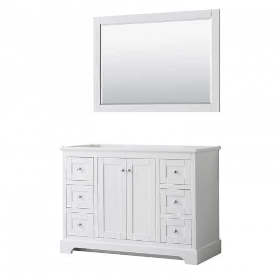 48 Inch Single Bathroom Vanity in White, No Countertop, No Sink, 46 Inch Mirror