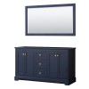 60 Inch Double Bathroom Vanity in Dark Blue, No Countertop, No Sinks, 58 Inch Mirror