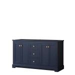 60 Inch Double Bathroom Vanity in Dark Blue, No Countertop, No Sinks, No Mirror