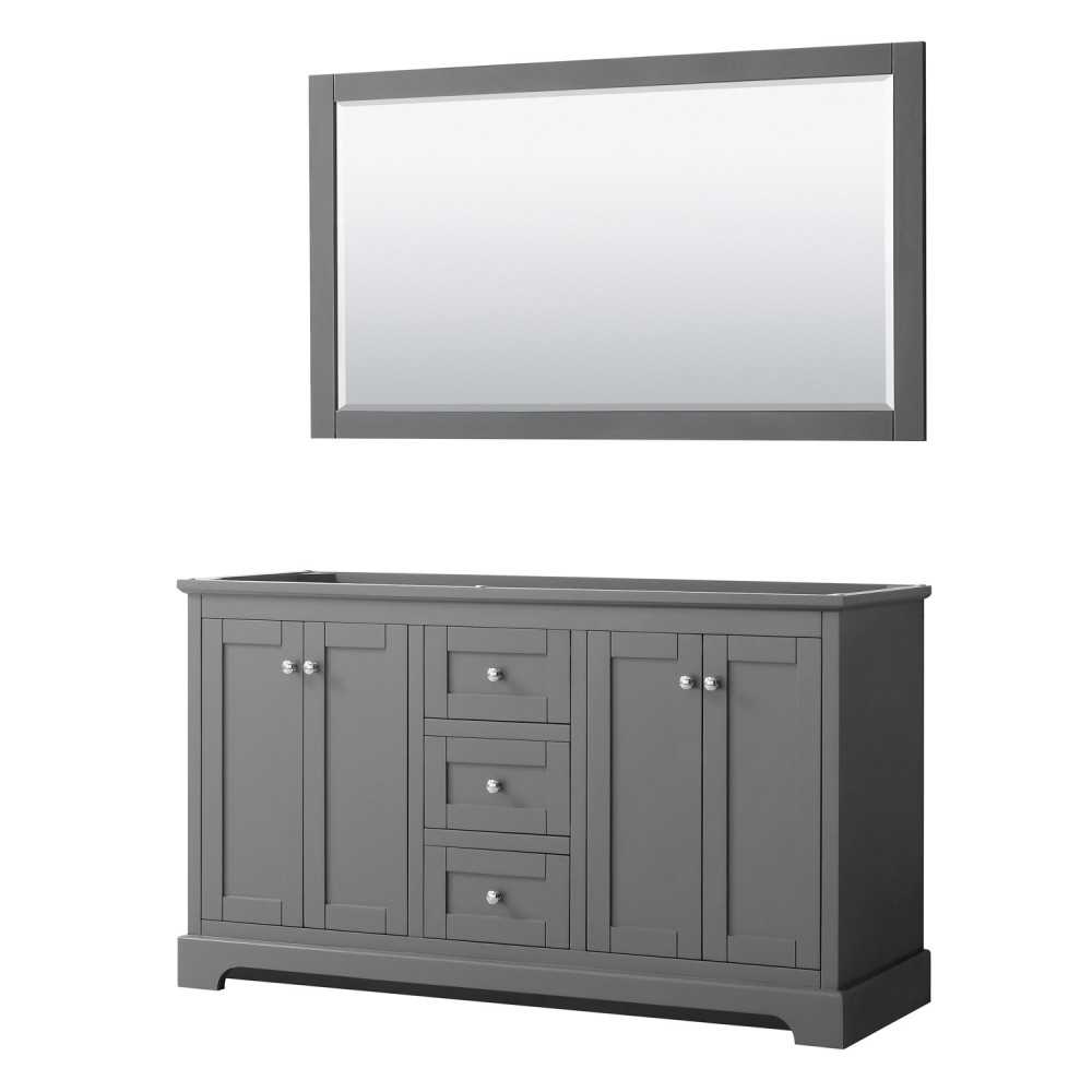 60 Inch Double Bathroom Vanity in Dark Gray, No Countertop, No Sinks, 58 Inch Mirror 60 Inch Double Bathroom Vanity in Dark Gray, No Countertop, No Sinks, 58 Inch Mirror