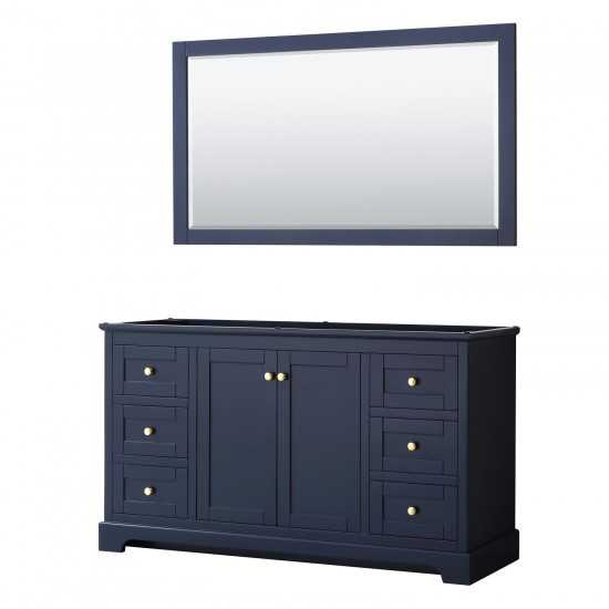 60 Inch Single Bathroom Vanity in Dark Blue, No Countertop, No Sink, 58 Inch Mirror