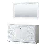 60 Inch Single Bathroom Vanity in White, No Countertop, No Sink, 58 Inch Mirror