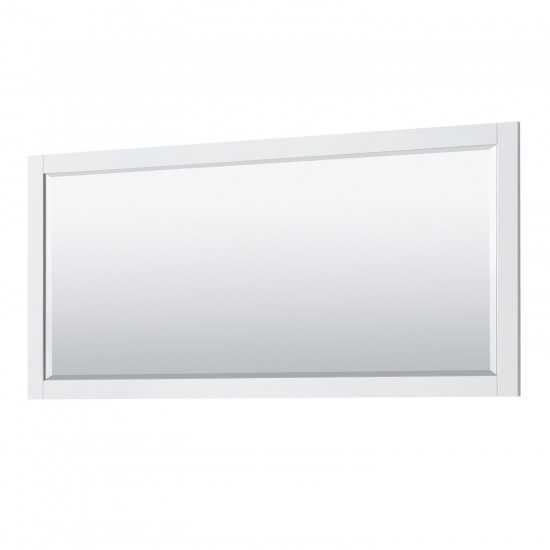 72 Inch Double Bathroom Vanity in White, No Countertop, No Sinks, 70 Inch Mirror