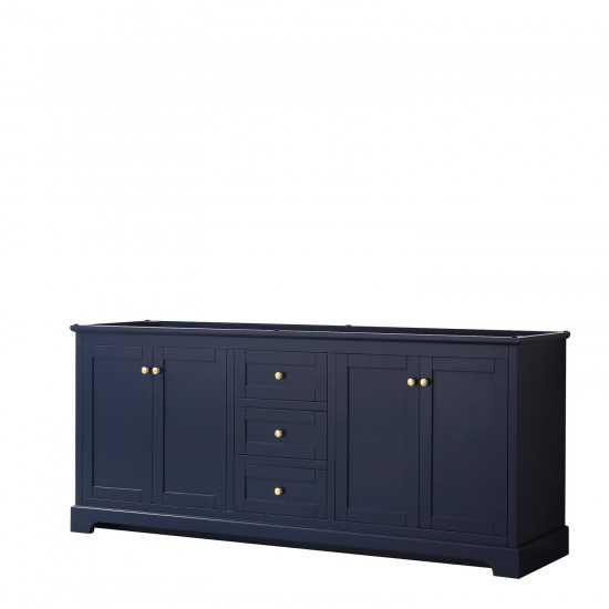 80 Inch Double Bathroom Vanity in Dark Blue, No Countertop, No Sinks, No Mirror