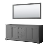 80 Inch Double Bathroom Vanity in Dark Gray, No Countertop, No Sinks, 70 Inch Mirror