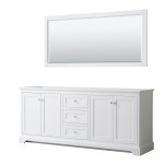 80 Inch Double Bathroom Vanity in White, No Countertop, No Sinks, 70 Inch Mirror