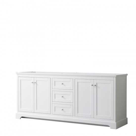 80 Inch Double Bathroom Vanity in White, No Countertop, No Sinks, and No Mirror