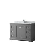 48 Inch Single Bathroom Vanity in Dark Gray, White Carrara Marble Countertop, Sink, No Mirror