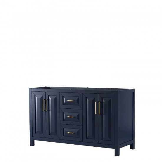 60 Inch Double Bathroom Vanity in Dark Blue, No Countertop, No Sink, No Mirror