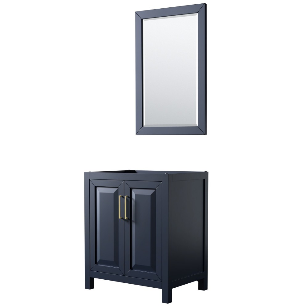 30 Inch Single Bathroom Vanity in Dark Blue, No Countertop, No Sink, 24 Inch Mirror