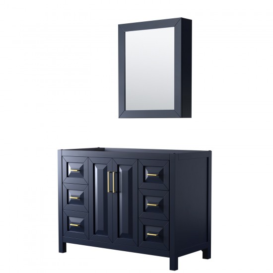 48 Inch Single Bathroom Vanity in Dark Blue, No Countertop, No Sink, Medicine Cabinet