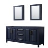 80 Inch Double Bathroom Vanity in Dark Blue, No Countertop, No Sink, Medicine Cabinets