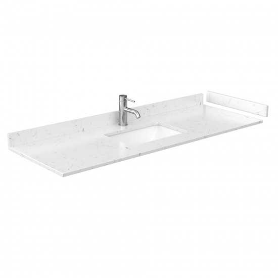 60 Inch Single Bathroom Vanity in White, Carrara Cultured Marble Countertop, Sink, No Mirror