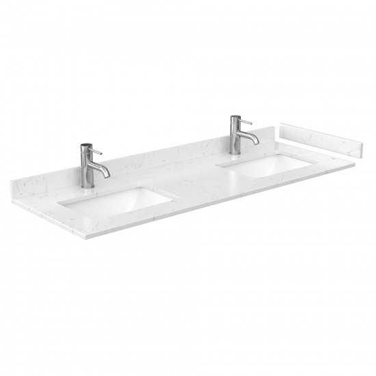 60 Inch Double Bathroom Vanity in White, Carrara Cultured Marble Countertop, Sinks, No Mirror