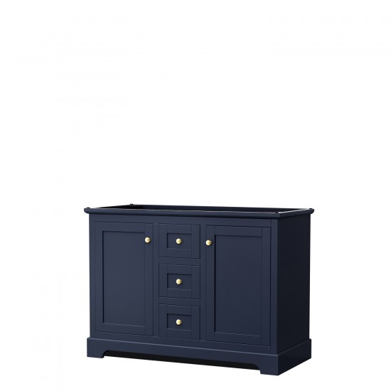 48 Inch Double Bathroom Vanity in Dark Blue, No Countertop, No Sinks, No Mirror