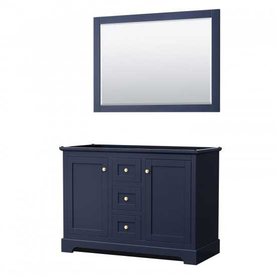 48 Inch Double Bathroom Vanity in Dark Blue, No Countertop, No Sinks, 46 Inch Mirror