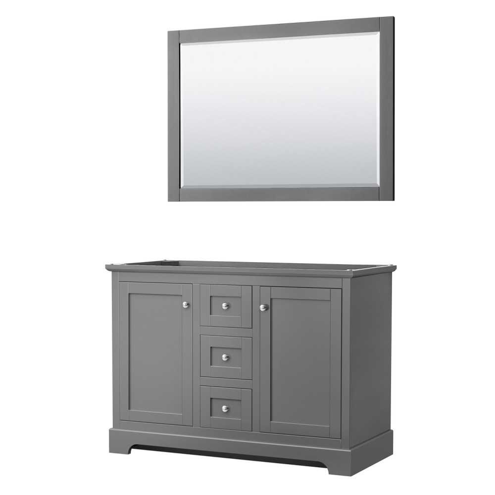 48 Inch Double Bathroom Vanity in Dark Gray, No Countertop, No Sinks, 46 Inch Mirror