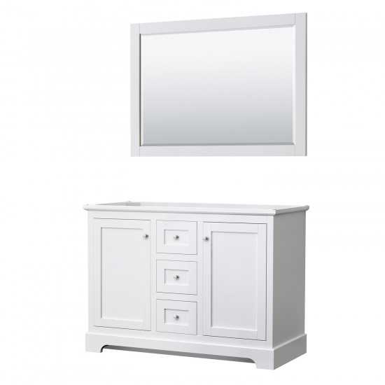 48 Inch Double Bathroom Vanity in White, No Countertop, No Sinks, 46 Inch Mirror