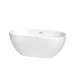 60 Inch Freestanding Bathtub in White, Polished Chrome Drain and Overflow Trim