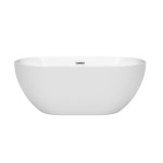 60 Inch Freestanding Bathtub in White, Polished Chrome Drain and Overflow Trim