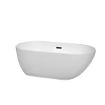 60 Inch Freestanding Bathtub in White, Matte Black Drain and Overflow Trim