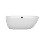 60 Inch Freestanding Bathtub in White, Matte Black Drain and Overflow Trim