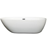 71 Inch Freestanding Bathtub in White, Matte Black Drain and Overflow Trim