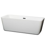 69 Inch Freestanding Bathtub in White, Matte Black Drain and Overflow Trim