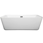 69 Inch Freestanding Bathtub in White, Matte Black Drain and Overflow Trim