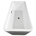 69 Inch Freestanding Bathtub in White, Matte Black Drain and Overflow Trim