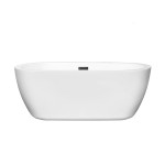 60 Inch Freestanding Bathtub in White, Matte Black Drain and Overflow Trim