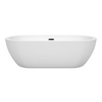 72 Inch Freestanding Bathtub in White, Matte Black Drain and Overflow Trim