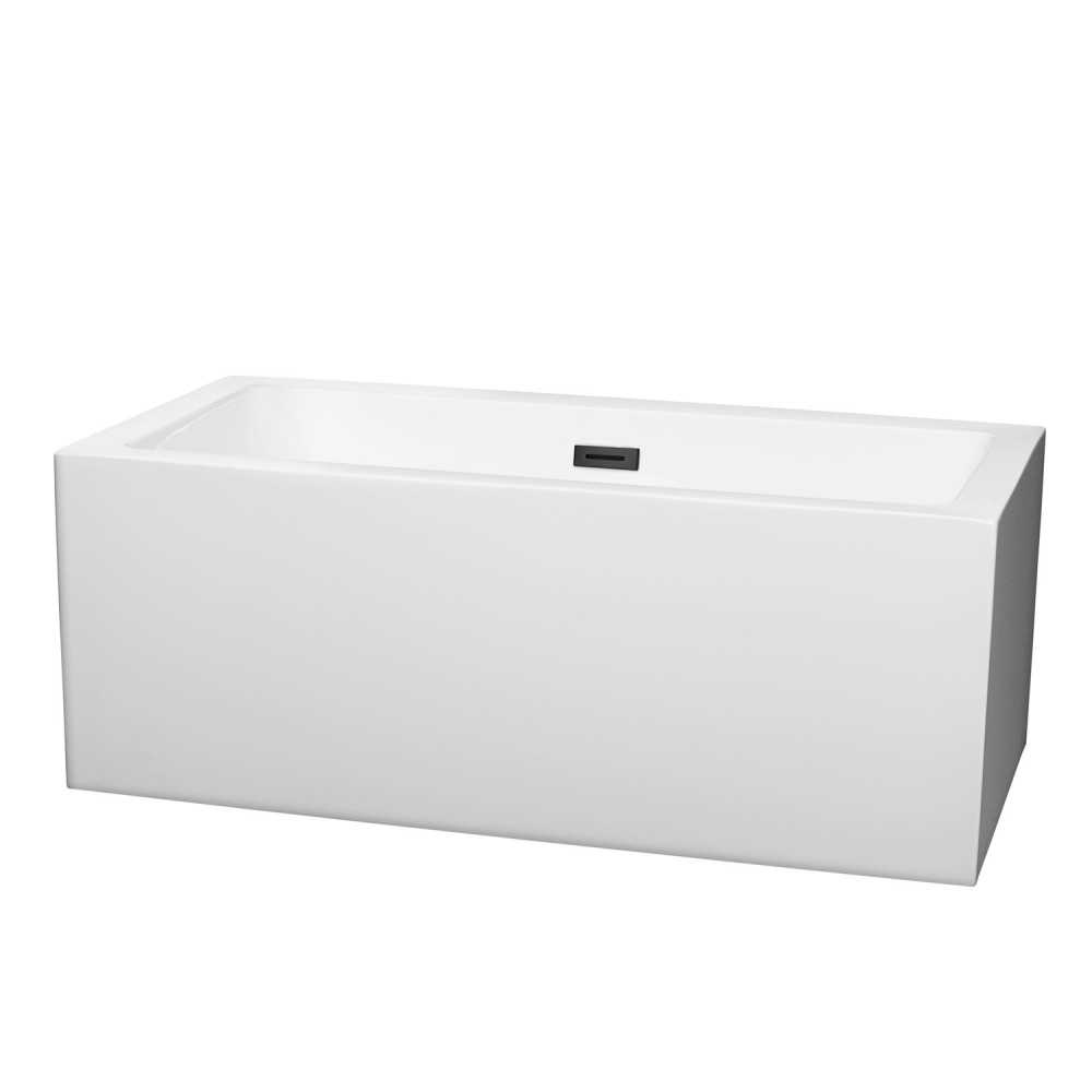 60 Inch Freestanding Bathtub in White, Matte Black Drain and Overflow Trim 60 Inch Freestanding Bathtub in White, Matte Black Drain and Overflow Trim