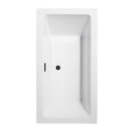 60 Inch Freestanding Bathtub in White, Matte Black Drain and Overflow Trim