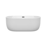 60 Inch Freestanding Bathtub in White, Matte Black Drain and Overflow Trim