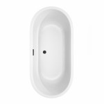 67 Inch Freestanding Bathtub in White, Matte Black Drain and Overflow Trim