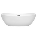 70 Inch Freestanding Bathtub in White, Matte Black Drain and Overflow Trim