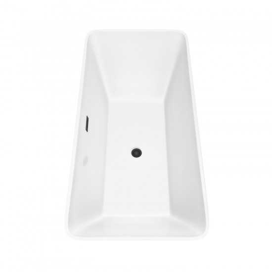 67 Inch Freestanding Bathtub in White, Matte Black Drain and Overflow Trim